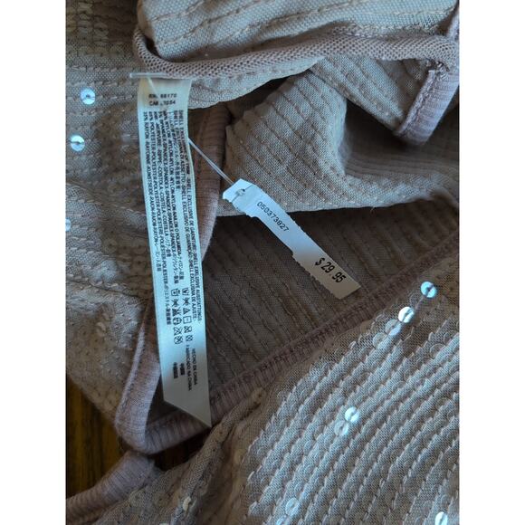 Free People NWT Small light tan sequin top msrp $29.95 - Picture 10 of 10